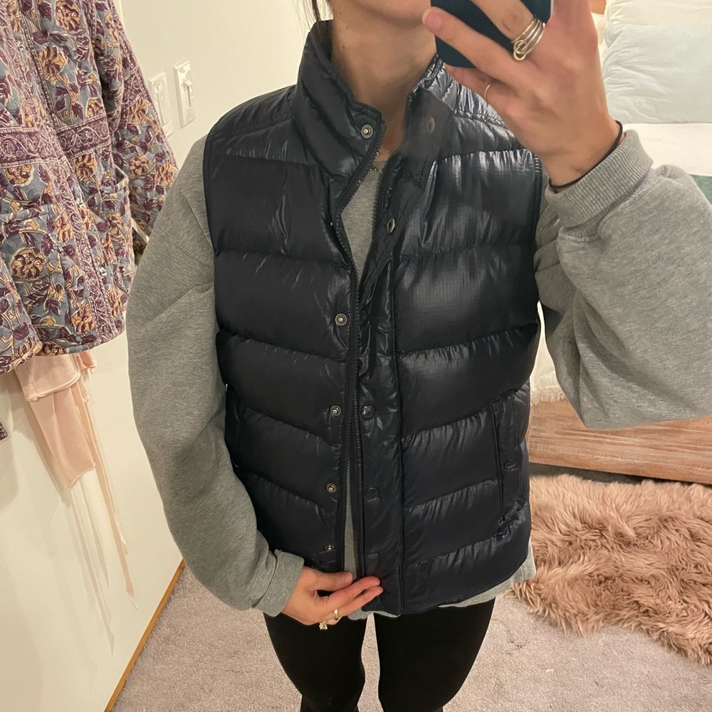 J.Crew Shiny Navy Blue Puffer Vest